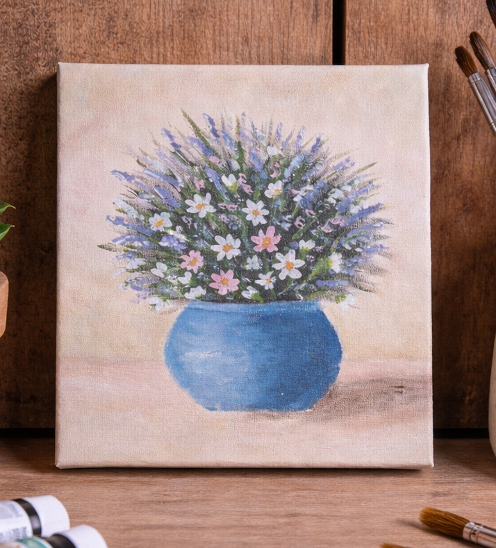 Pintura de vaso florido